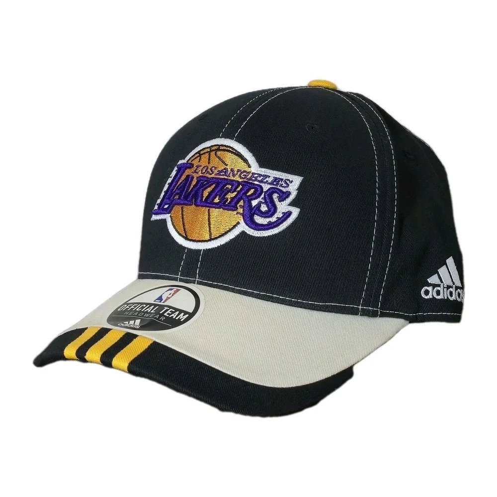Adidas Los Angeles Lakers NBA Cap Hat Stick Back Black Yellow Adjustable Kobe